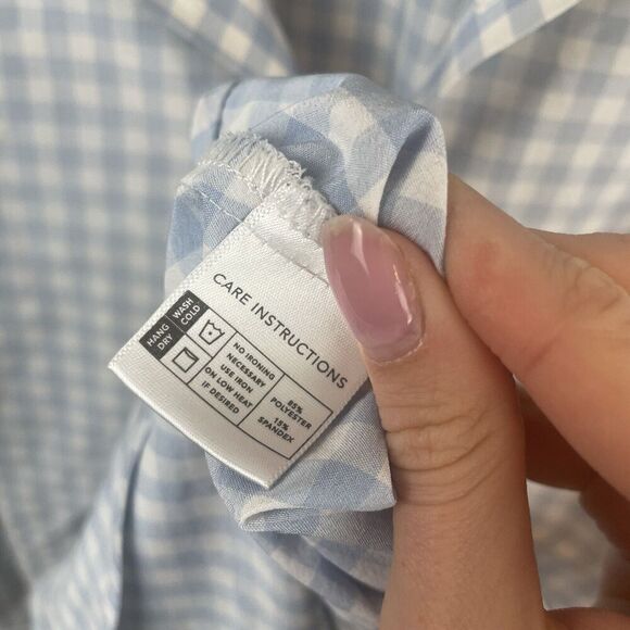 Mizzen + Main Leeward  Blue Gingham Plaid Button Up Shirt Size XL Trim Fit‎ - Picture 4 of 8